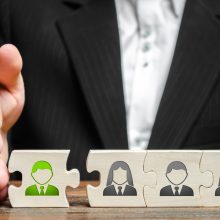A businessman joins a new employee to the team as its leader. Hiring new employees for the project., teamwork. leader works with the team as a member. increasing efficiency, confidence, communication
